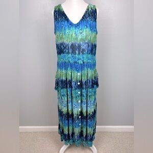 Bila sleeveless drop waist oversized v-neck dress, size small.